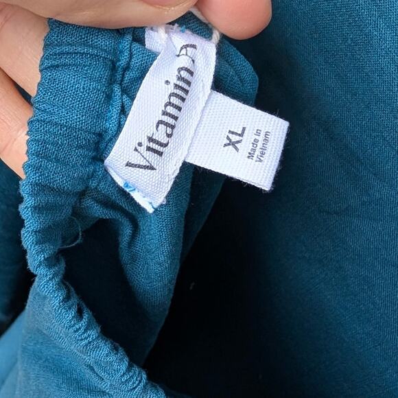 NWT Vitamin A Blue Linen Crepe Jade Mini Swim Cover Up Dress, size XL - Picture 4 of 8